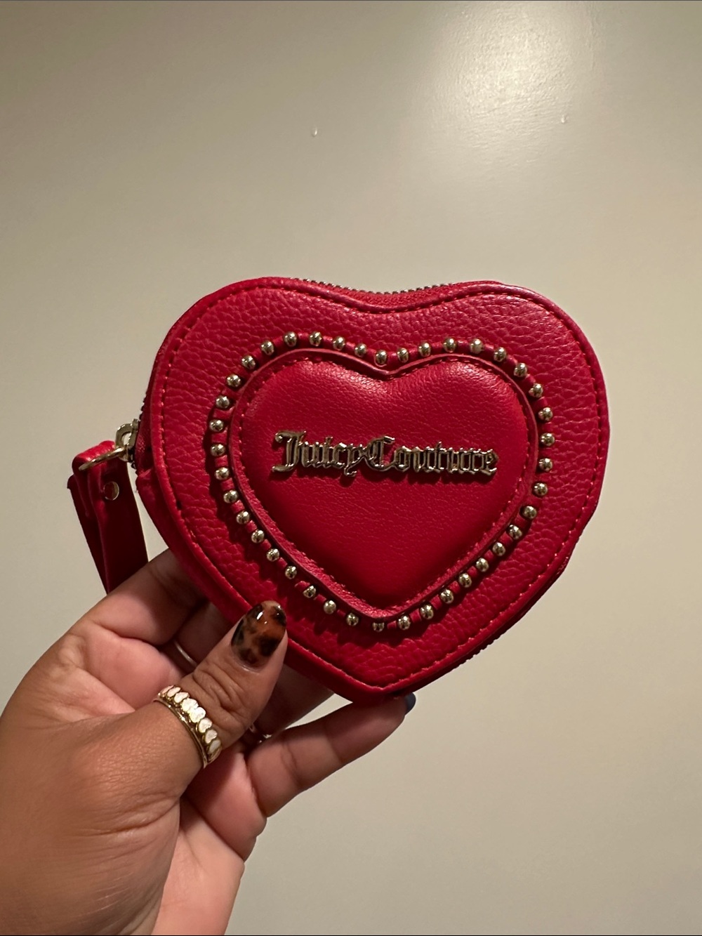 Juicy Couture Red Heart Studded Wristlet Coin Case